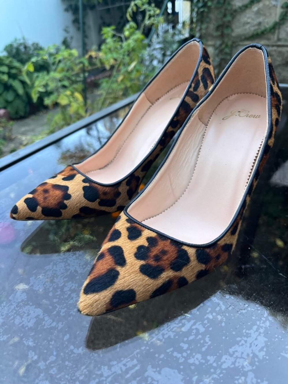 J.Crew Leopard Calf Hair Pointed Toe Pumps 7.5